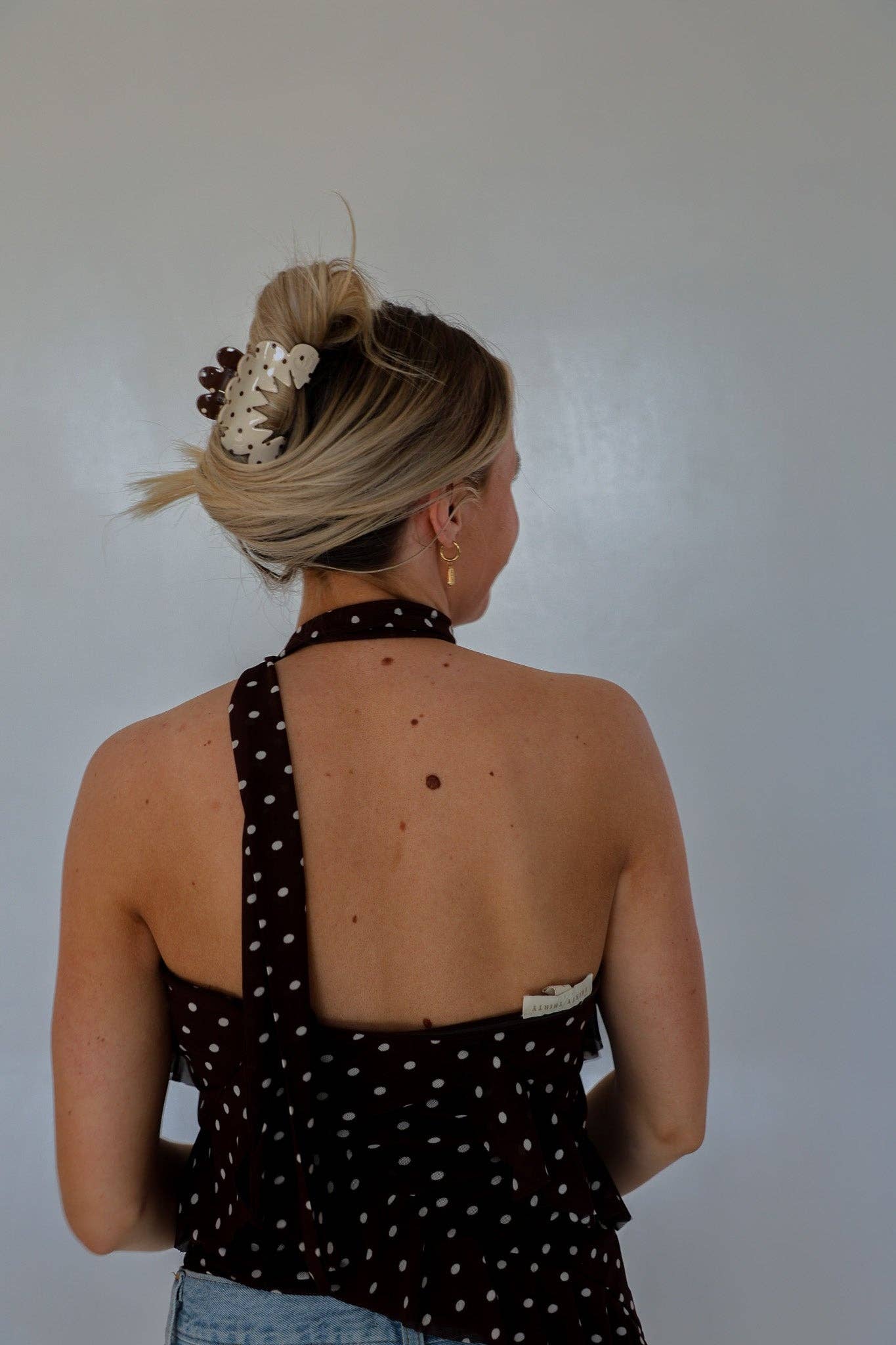 KAXI - Wholesale Hair Clip - Women's - BROWN & CREAM PETAL ARCH CLAW2