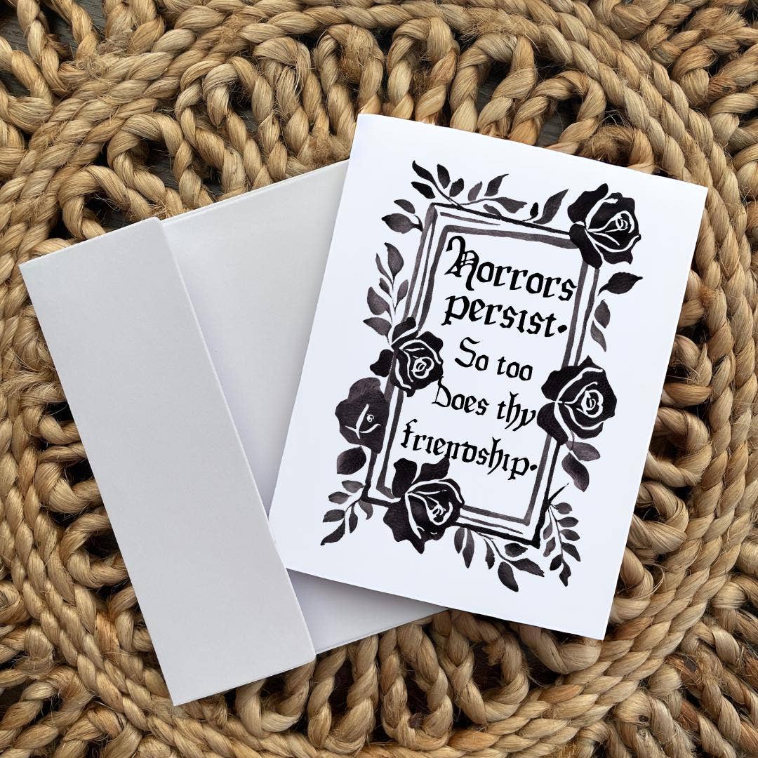 Cryptic Paper Co. – wholesale Friendship card – Gothic Black Rose Friendship Thank You Card0
