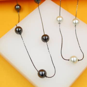 MIA Jewelry - Wholesale Beaded/Pearl Necklace - 18K Rhodium Filled Pearl Beaded Necklace (H87)(H88)1