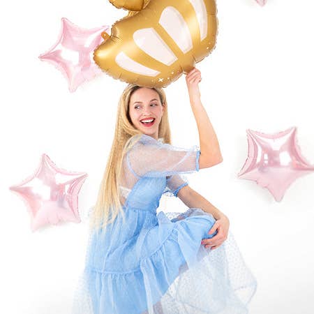 Giant Gold Foil Crown Balloon | Air or Helium Filled | 20 x 17 Inches for wholesale by Ellie's Party Supply