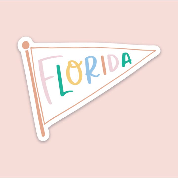 Rainbow Florida Pennant Sticker for wholesale by Declaration & Co