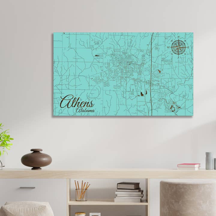 Alabama: Athens Street Map for wholesale by Fire & Pine