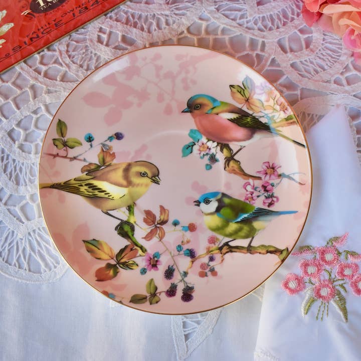 All Little Cute Things - Wholesale Tea set - Blush Pink and Gold with Birds Teacup and Saucer2