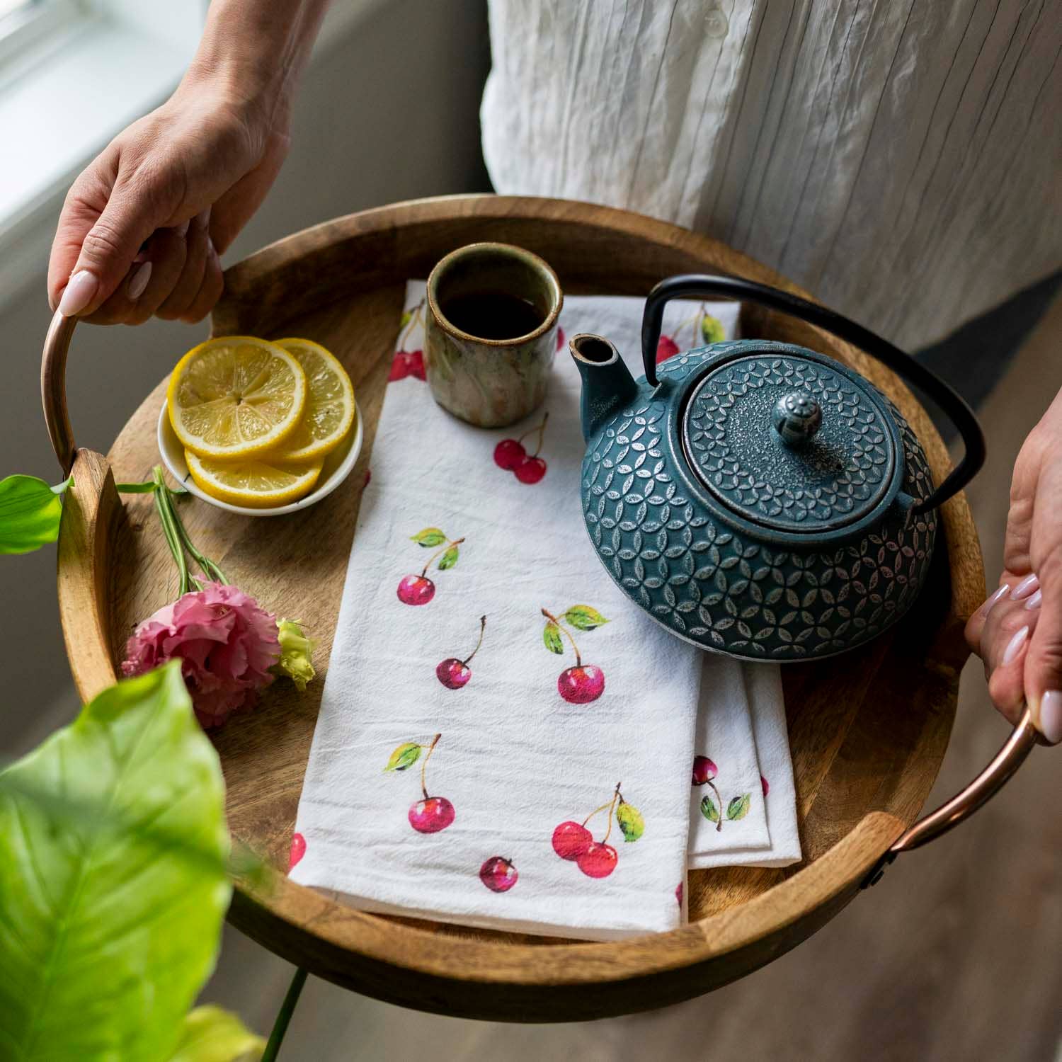 Alla Dickson Art – Toalha de chá por atacado – Toalha de Cerejas Toalha de Chá de Cerejas Padrão de Cerejas Toalha de Cozinha1