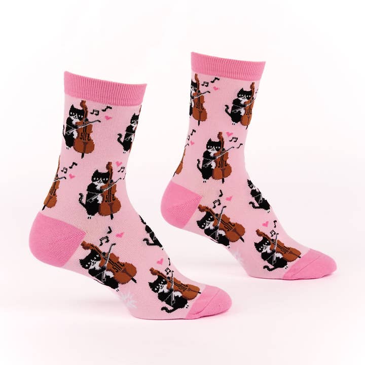 Mewsic to My Ears Crew Socks for wholesale by Sock it To Me