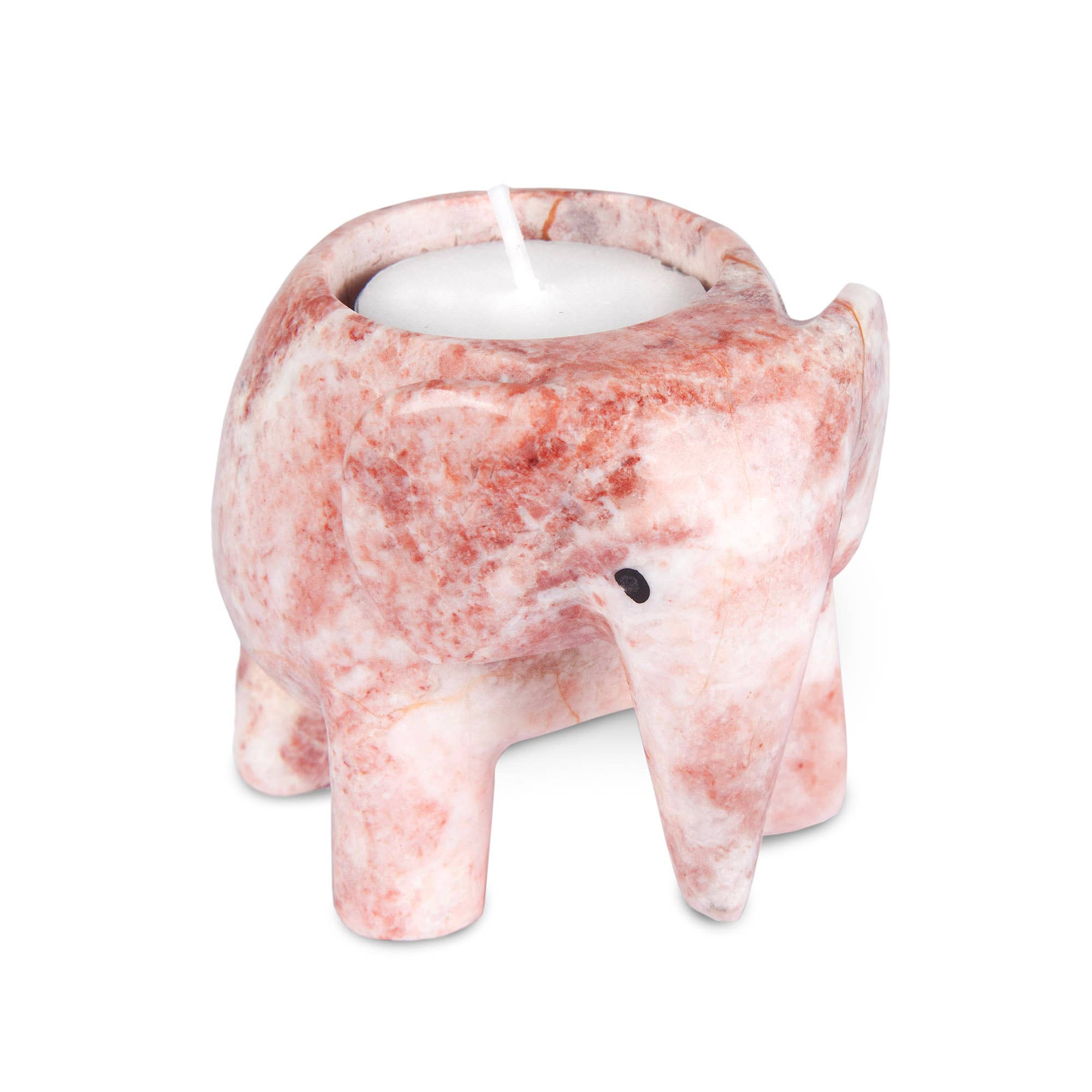 British Fossils – wholesale Candle holder – Marble 3" Elephant Tea-Light Holders2