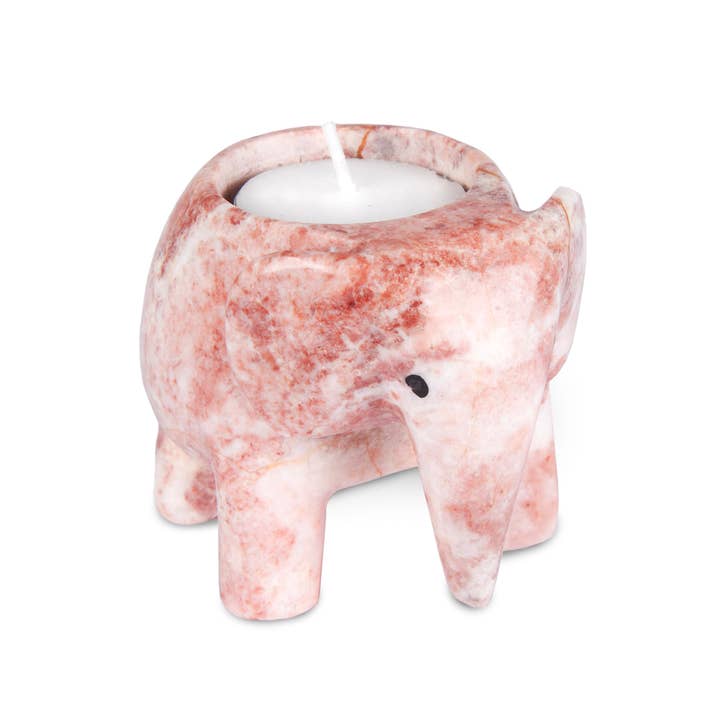 British Fossils – wholesale Candle holder – Marble 3" Elephant Tea-Light Holders2