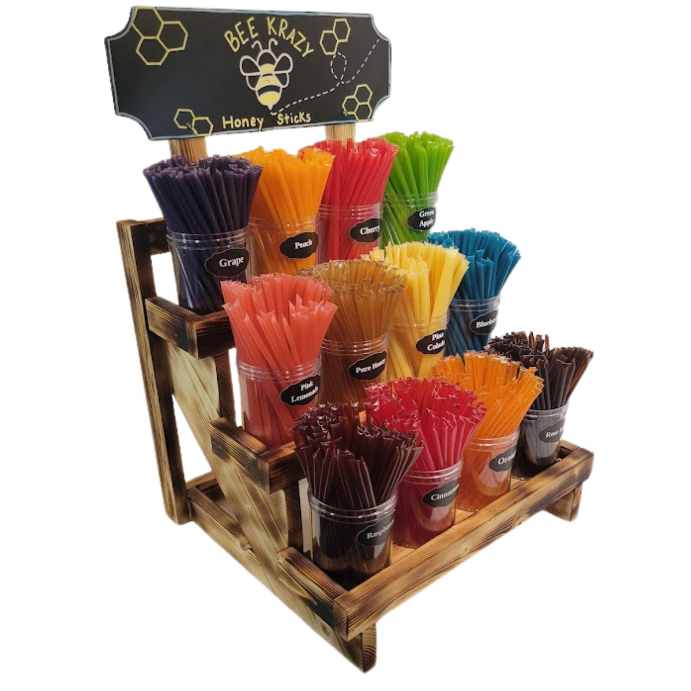 12 Ct. Display With Honey Sticks & Neon Board-1200 Sticks for wholesale by Candy Barn Express