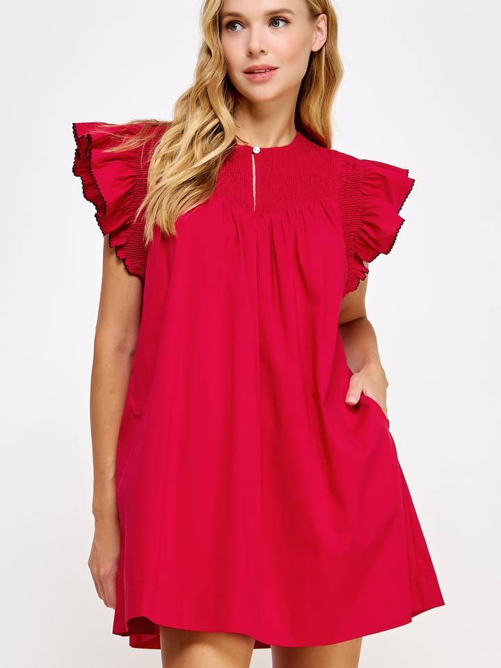 Minivestido com babados com detalhes de borda contrastante por atacado de Strut & Bolt