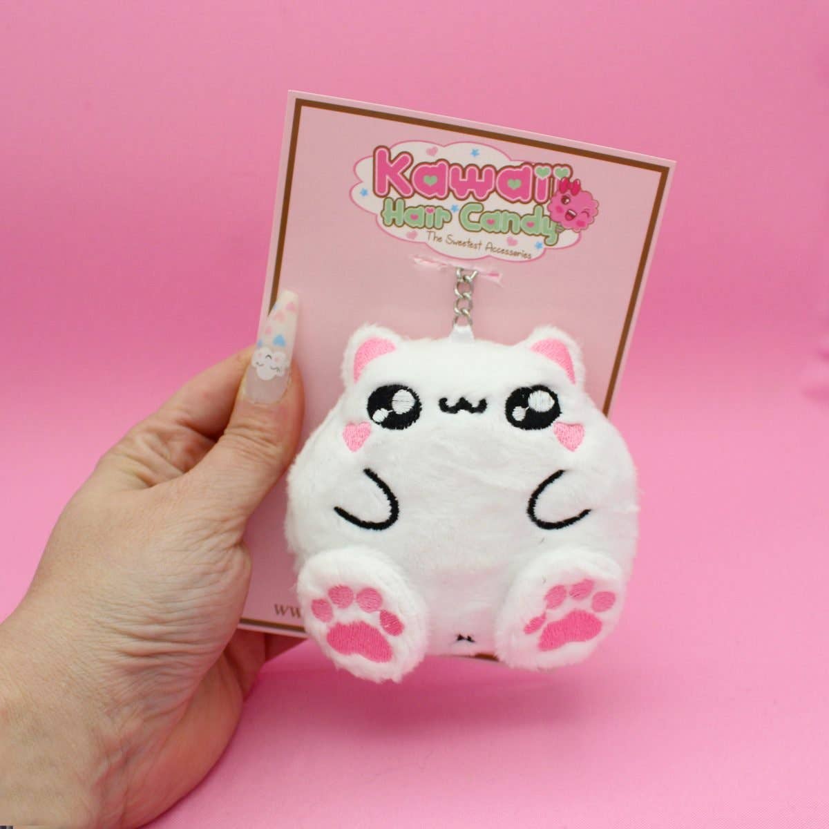 Kawaii Hair Candy – Engroshandel Nøglering - Dame – Kawaii fed kat nøglering – chibi plyskat taskevedhæng16