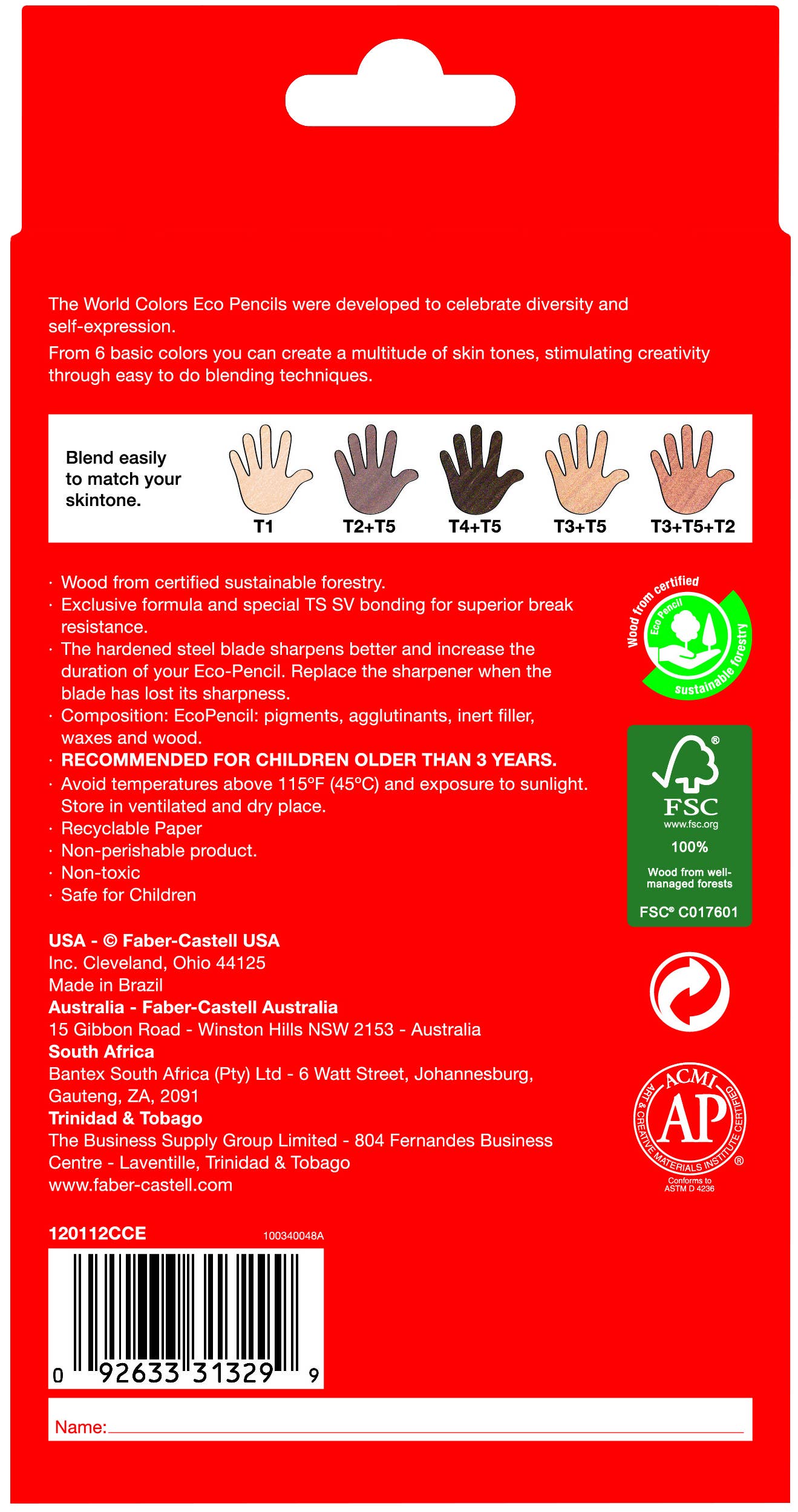 Faber-Castell / Creativity for Kids - Wholesale Colored Pencil - World Colors - 15 Colored Pencils with Skin Tones EcoPencils6