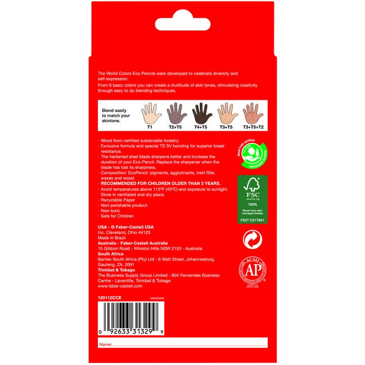 Faber-Castell / Creativity for Kids - Wholesale Colored Pencil - World Colors - 15 Colored Pencils with Skin Tones EcoPencils6