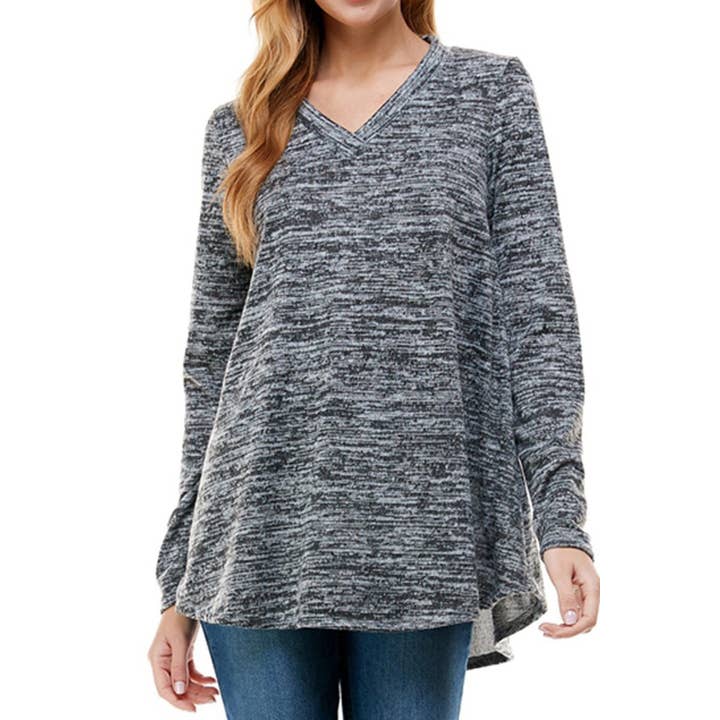 ATP-2324HC-A08-Women's V-NECK TUNIC TOP for wholesale by Azules Clothing