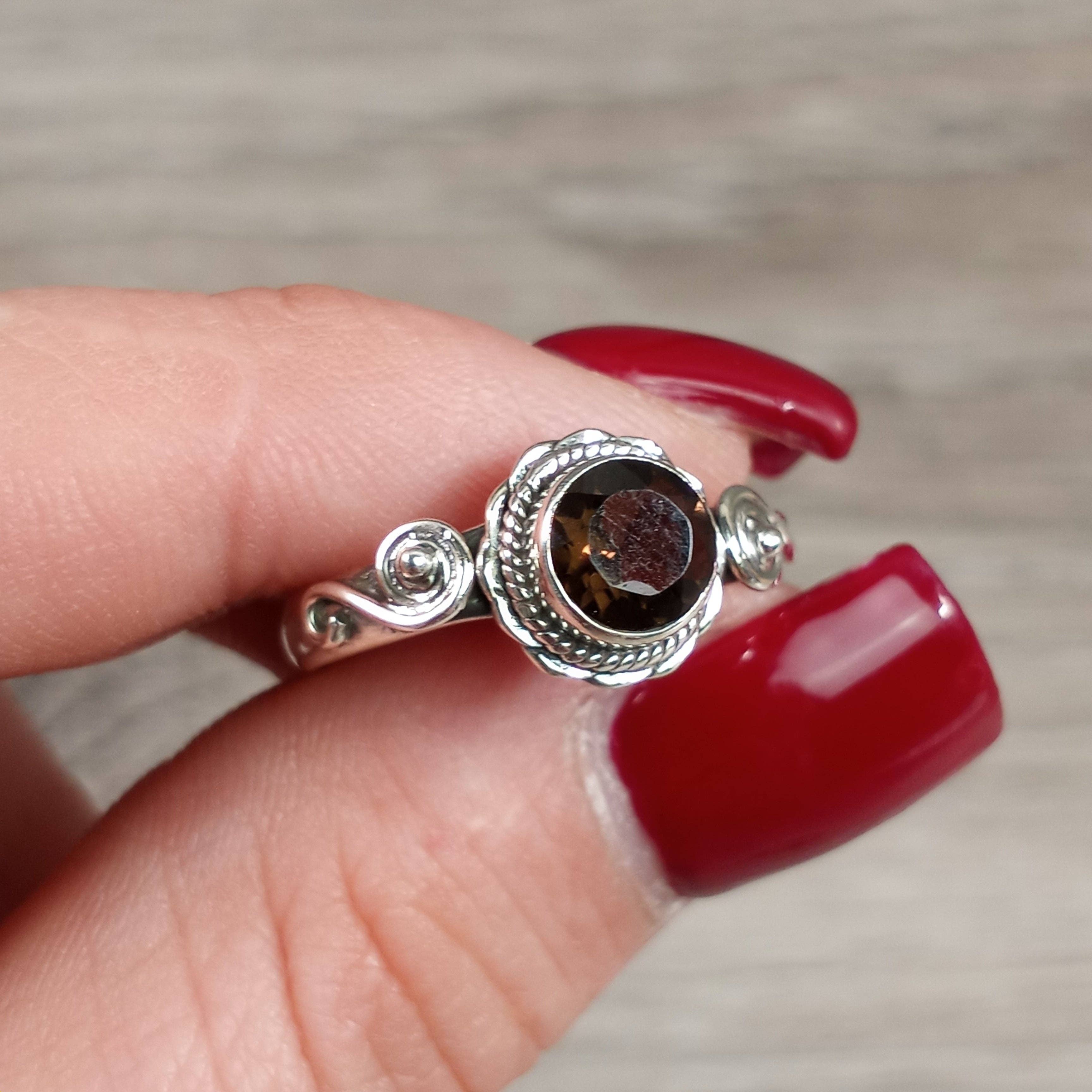 Keystone Crystals - Wholesale Single Stone/Solitaire Ring - Gemstone Sterling Silver Ring Hippie Style with Round Stone2