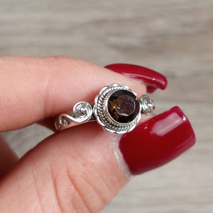 Keystone Crystals - Wholesale Single Stone/Solitaire Ring - Gemstone Sterling Silver Ring Hippie Style with Round Stone2