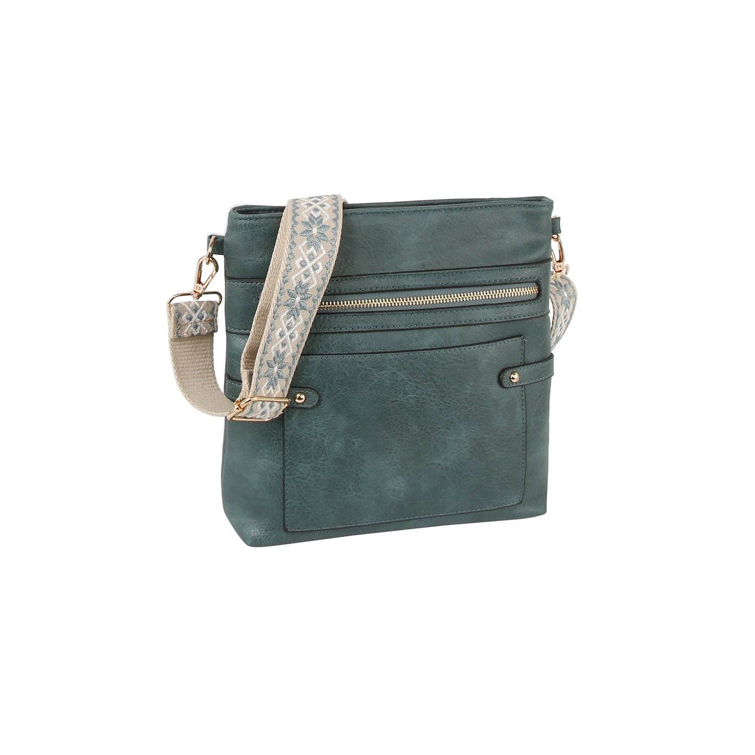 Handbag Factory Corp - Wholesale Crossbody Bag - Women's - Square shape front pocket guitar strap crossbody1