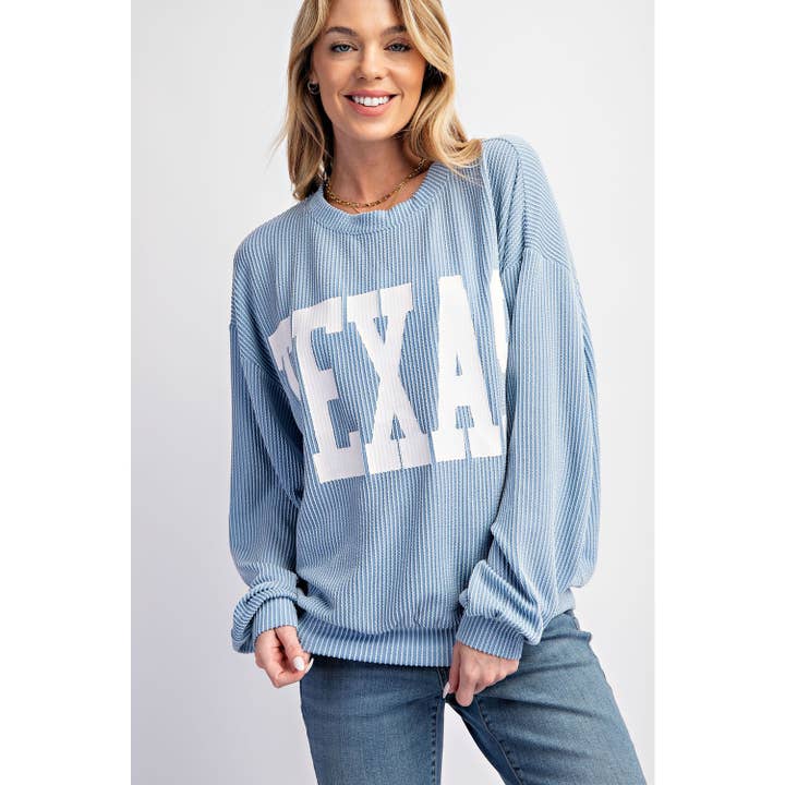Sweet Generis - Wholesale Graphic Sweatshirt - Women's - TEXAS PRINT RIB CORD SWEATSHIRT