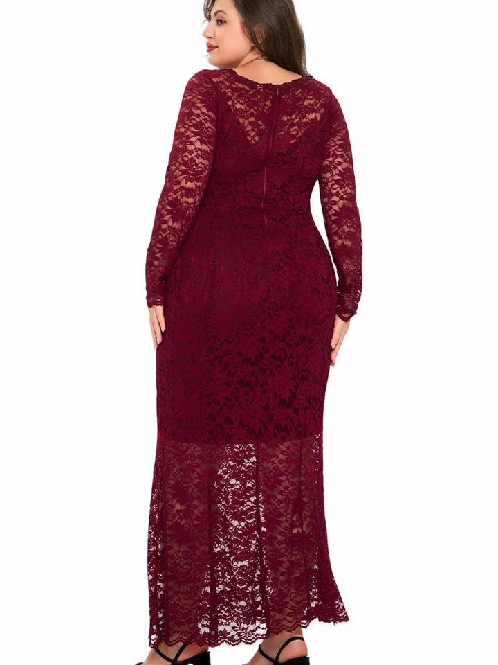 NINEXIS - Wholesale Dress - Women's - CWDMD3233_PLUS SIZE LACE MERMAID EVENING GOWN DRESS
