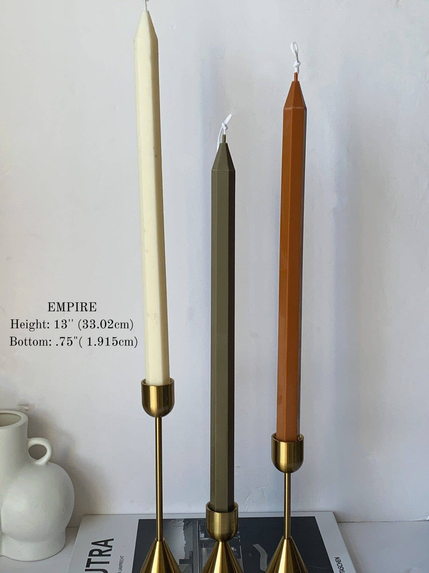 MarneyAsh - Venta al por mayor Velas cónicas/candeleros - Set de 3 Velas: Burbuja, Hexágono y Espiral4