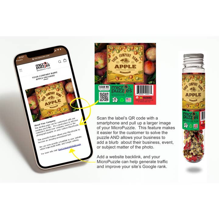 Micro Puzzles - Wholesale Puzzle - Adult - CUSTOM MicroPuzzles - YOUR ART on mini jigsaw puzzle & label