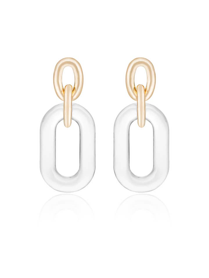 Clear Resin Paperclip Oval Earrings for wholesale by Ettika