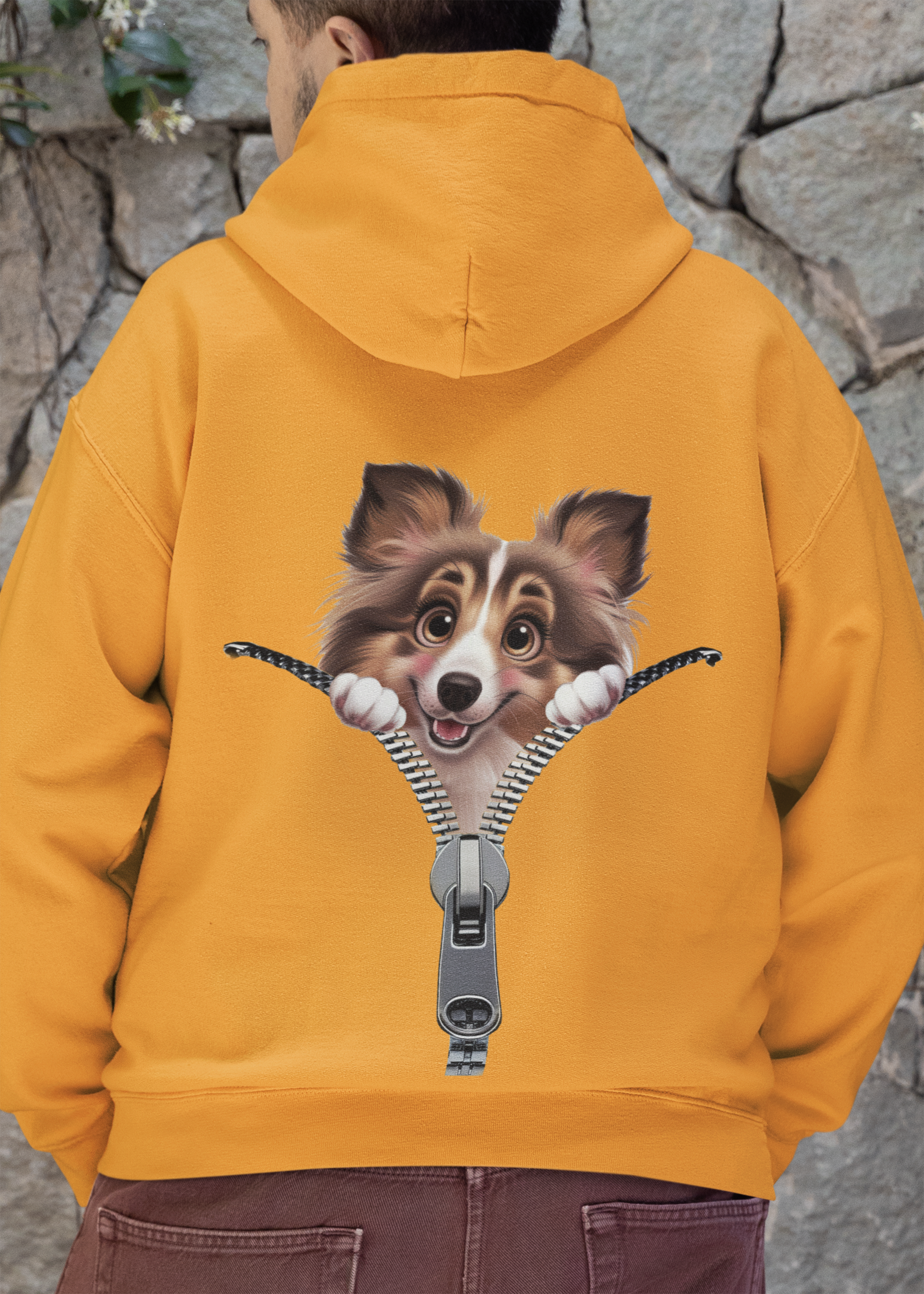 Zombie Paws – wholesale Hoodie - Unisex – Hundtröja med huva - endast tryck på baksidan - Sheltie2