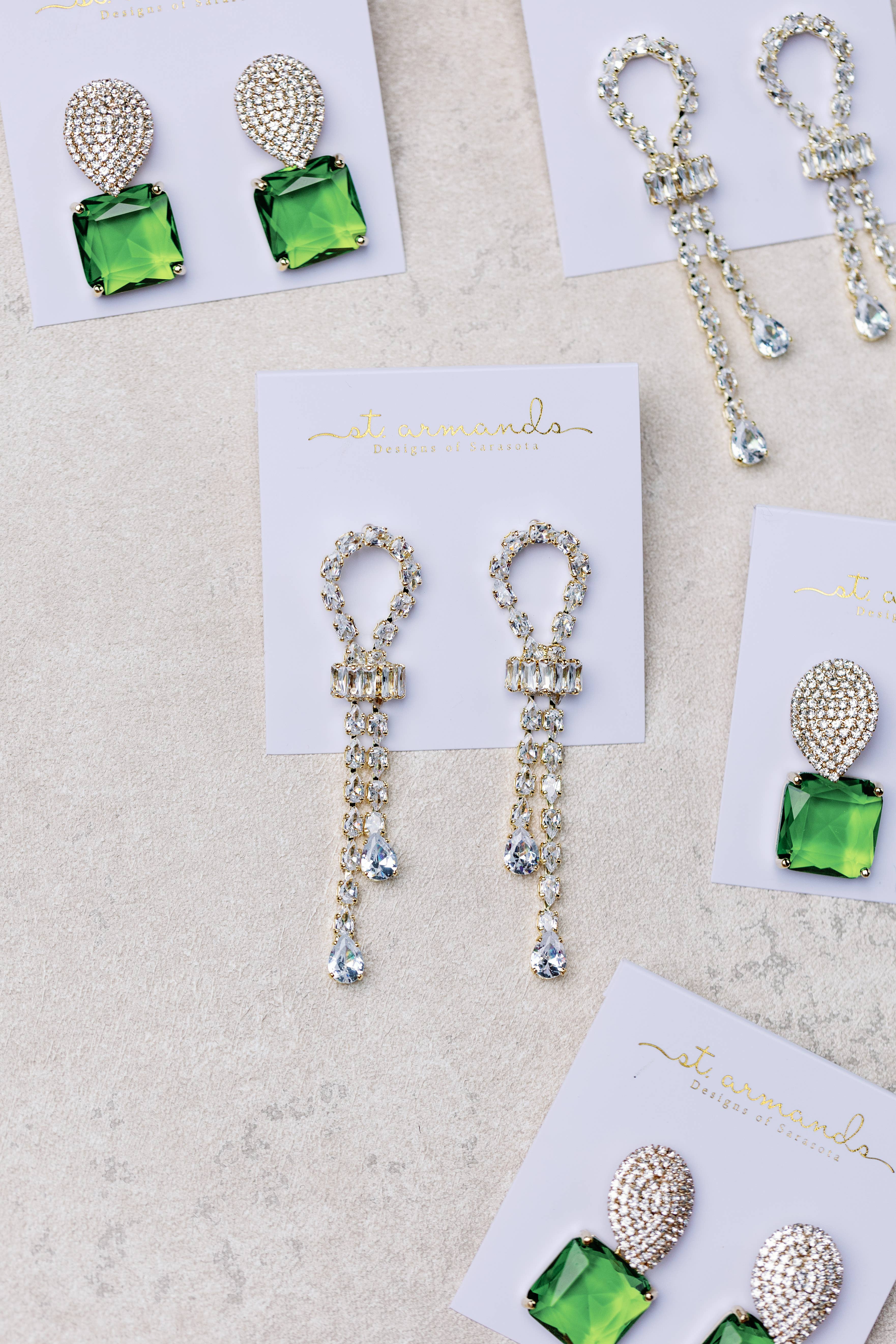 St Armands Designs of Sarasota - Wholesale Dangle Earrings - Thoroughbred Diamond Drop Holiday Statement Earrings 7