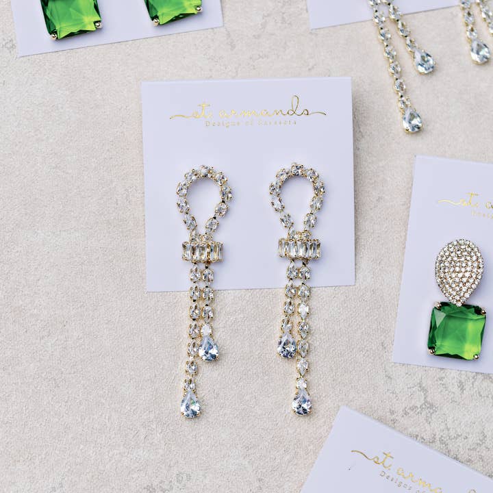 St Armands Designs of Sarasota - Wholesale Dangle Earrings - Thoroughbred Diamond Drop Holiday Statement Earrings 7