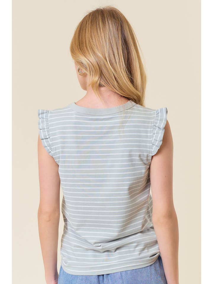LT.SAGE VOLANGÄRMLÖS BLOMMIG BRODERAD RANDIG TANK - 44387T för wholesale på Faire
