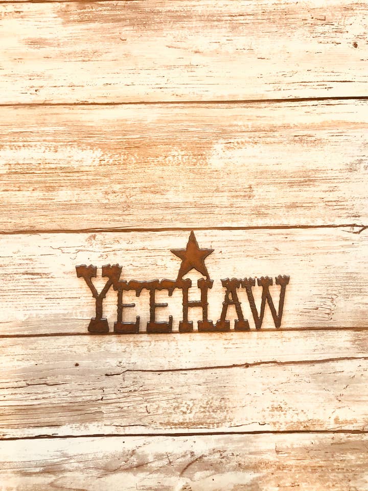 Yeehaw With Star Word Western Magnet for wholesale by Universal Ironworks USA