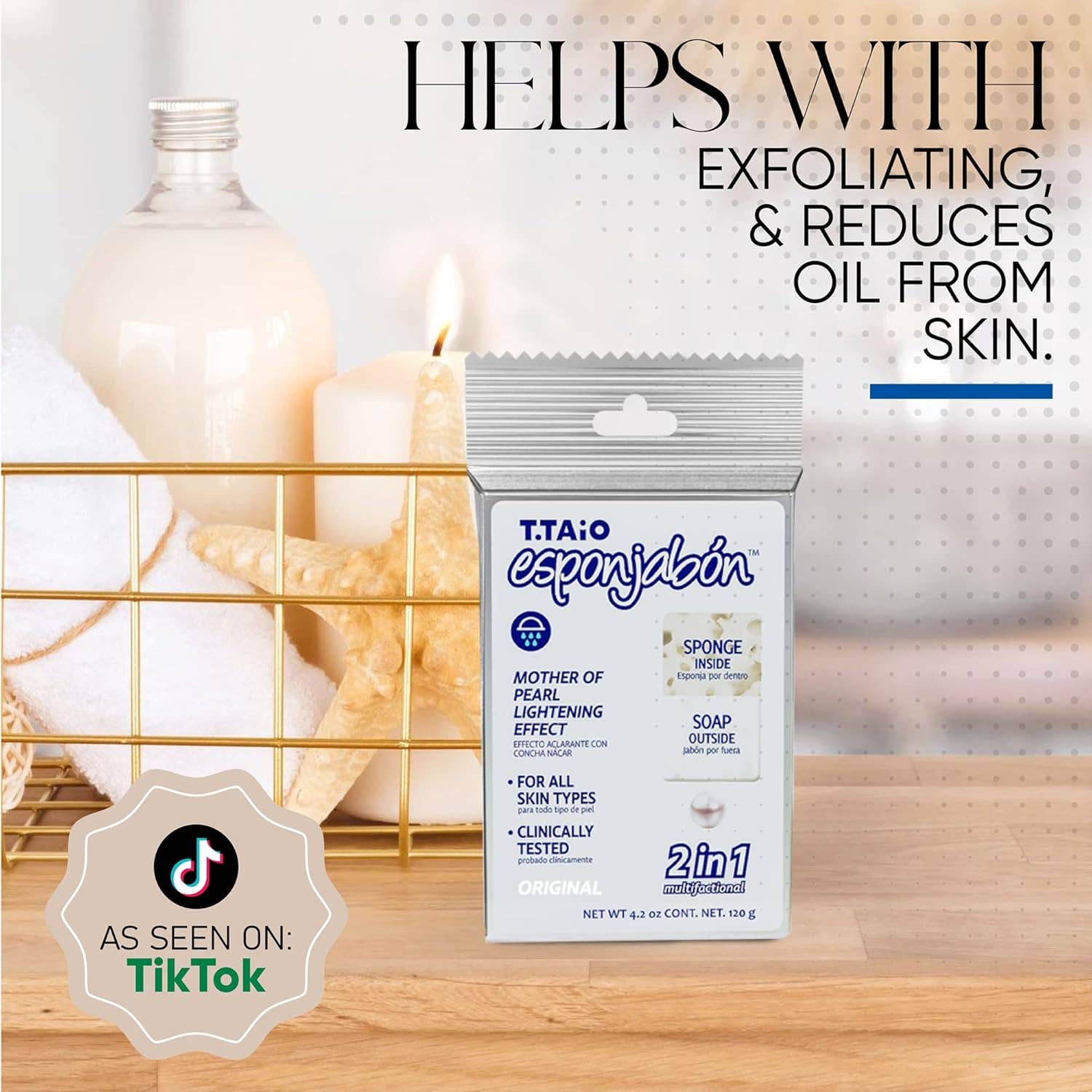 Innovarix - Wholesale Bar Soap - T.Taio Esponjabon 2-in-1 Mother of Pearl Sponge Soap5