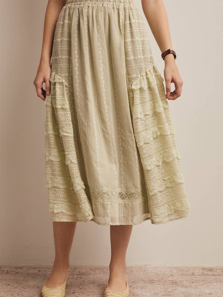 Lace Tiered Midi Skirt FSK0010 for wholesale by Forte