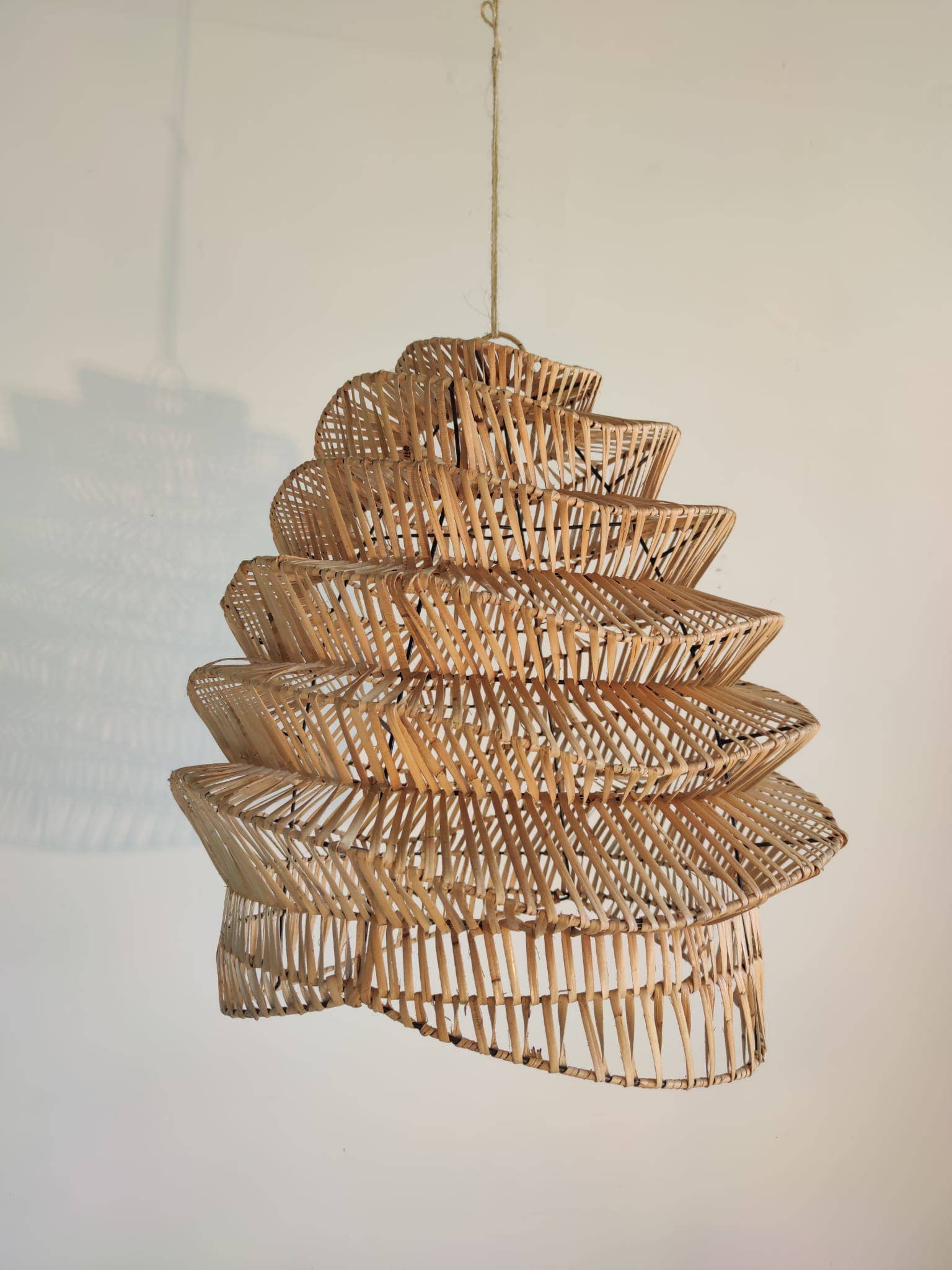 Office Objets - Wholesale Chandelier/Hanging Light - Woven rattan pendant in natural accordion shape2