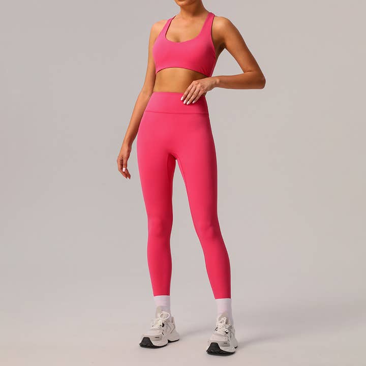 Sodalemon - Wholesale Activewear Set - Women's - U-Shaped Sports Bra High Stretch Sports Leggings 2-Piece Set1