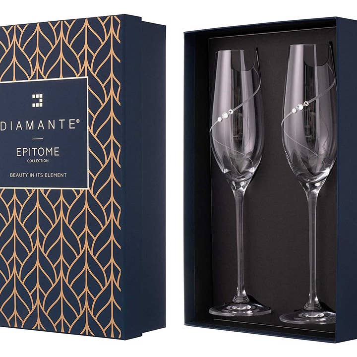 DIAMANTE – Engroshandel Champagneglas – Silhuet Champagne Fløjter prydet med Swarovski krystaller3