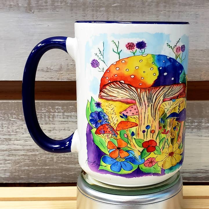 Mushrooms 15oz Ceramic Mug for wholesale by Angie Bryan Creations