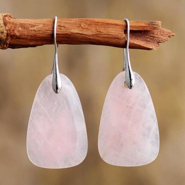 Rose Quartz dråbe øreringe for engroshandel hos Free Spirit Shop