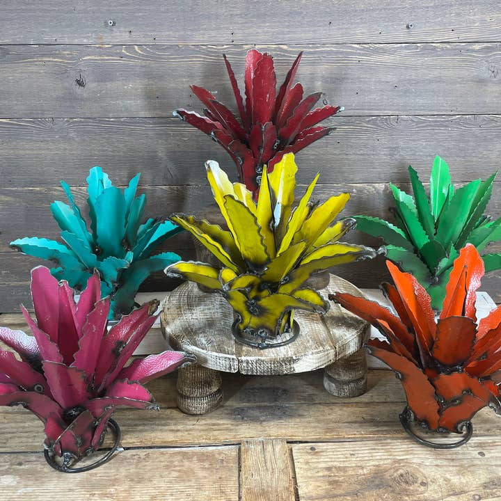 Maguey Agave Colorful Metal Cactus-Cactus-13x11 inch-NEW for wholesale by My Amigos Imports