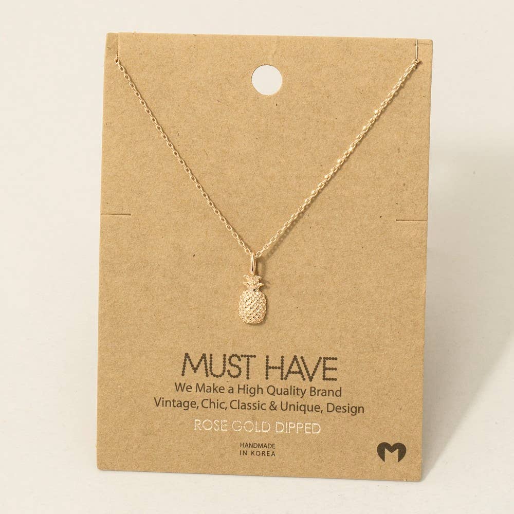 Fame Accessories - Wholesale Pendant/Charm Necklace - Gold Dipped Pineapple Pendant Necklace4