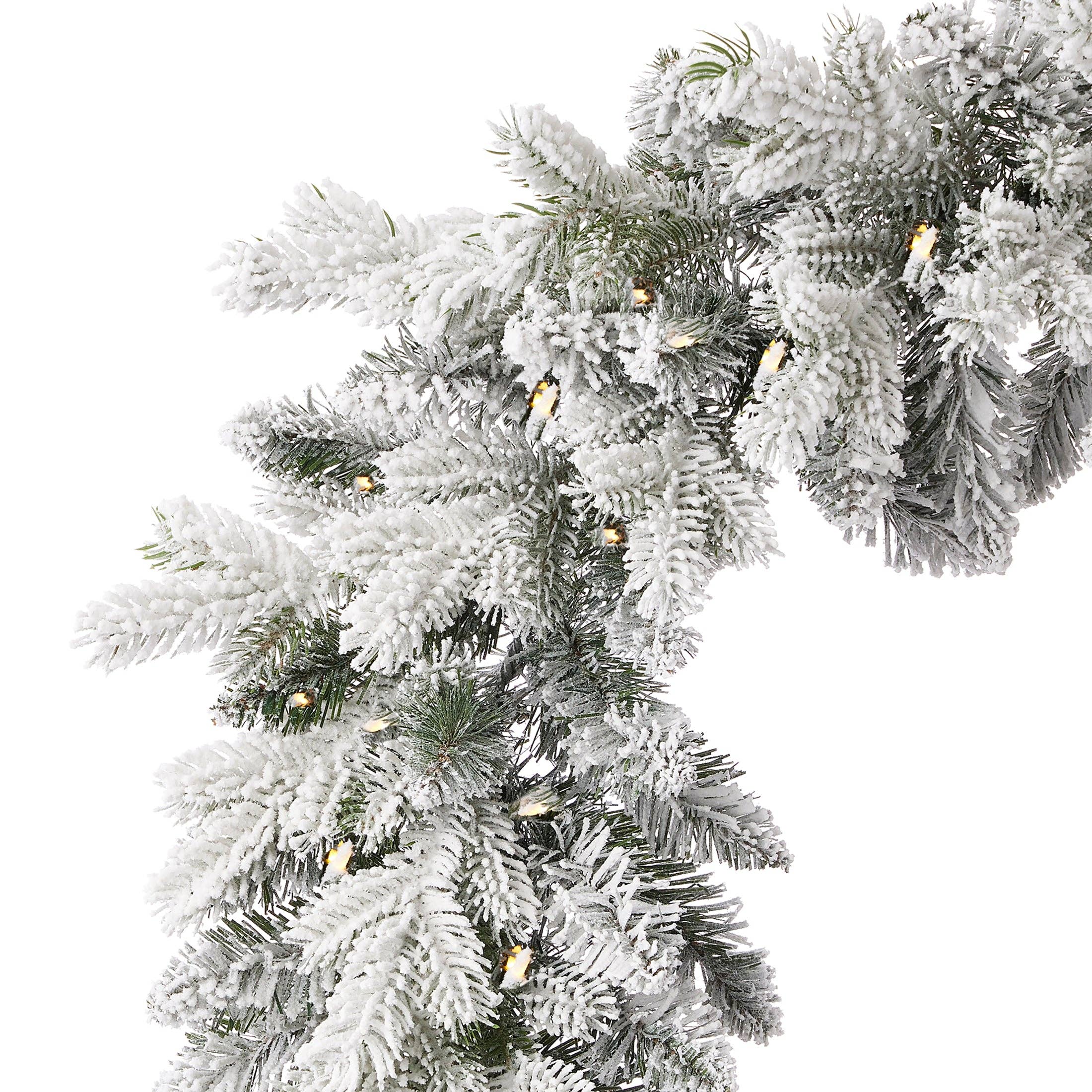 Seasonal LLC - Wholesale Bunting/Garland - Shadow Woods Flocked Spruce 9ft Pre-lit Garland (plug in)6