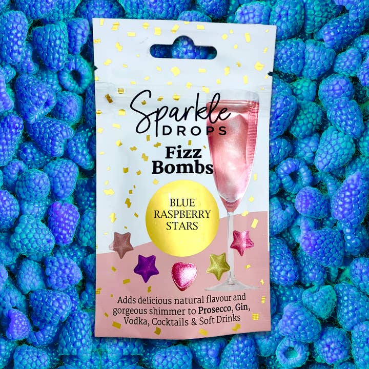 Sparkle Drops - Vente Décorations pour boisson - Sparkle Drops Fizz Bombs BLEUES Raspberry Stars 20 g1