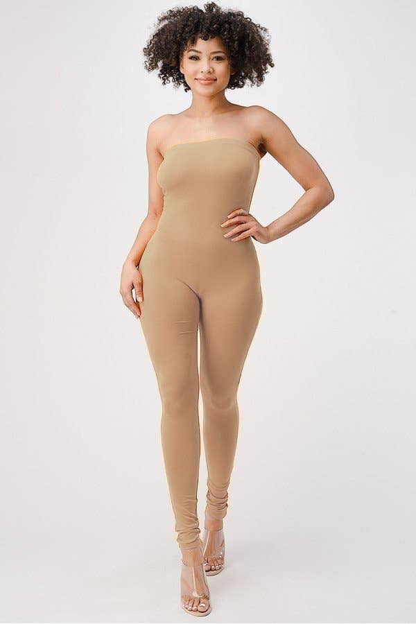 Lime All the Time – wholesale Jumpsuit - Dam – Enfärgad Elastisk axelbandslös jumpsuit1