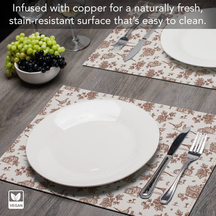 CounterArt/Highland Home/Thirstystone/CoasterStone - Wholesale Placemat - Autumn Birds Luxurious Vegan Faux Leather Place Mats 3