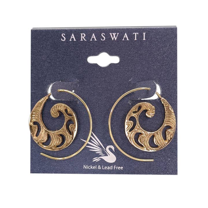 Kanagawa Brass Hoop Earrings for wholesale by Saraswati Imports