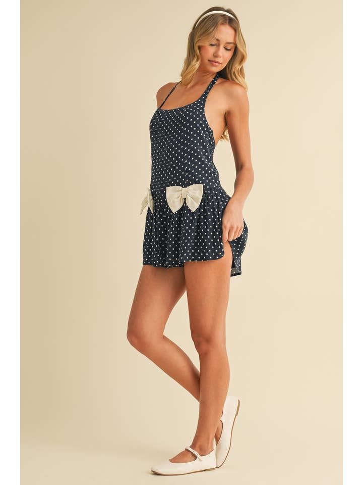 Klesis - Vente Combishort – femme - IR2204 COMBISHORT À POIS AVEC DÉTAILS NŒUD DEVANT5