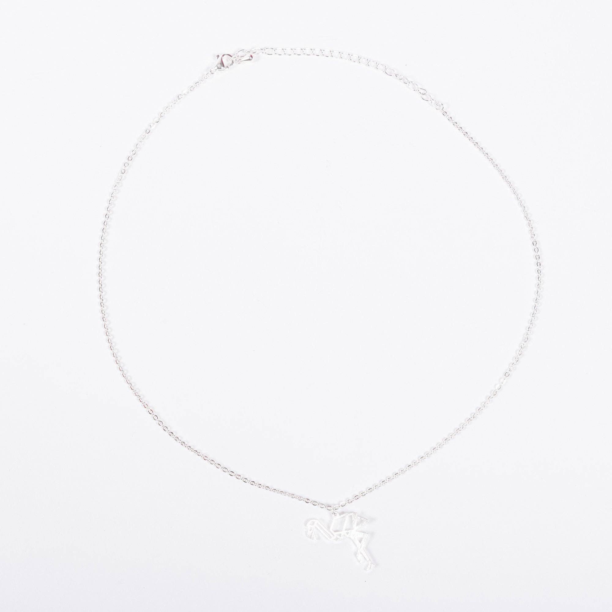 La Menagerie – wholesale Pendant/charm necklace – Flamingo Silver Origami Necklace9