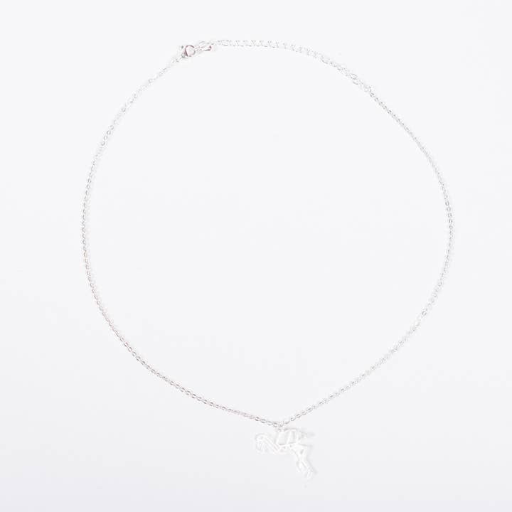 La Menagerie – wholesale Pendant/charm necklace – Flamingo Silver Origami Necklace9