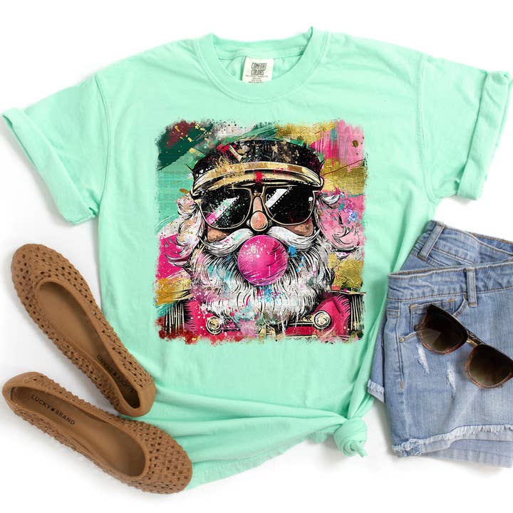 Preppy Christmas Santa Bubblegum #2940 DTF Transfer for wholesale by Flawless Transfers