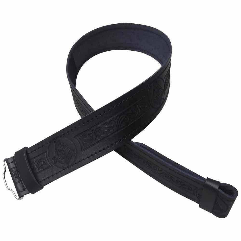Kilts Boutique - Wholesale Belt - Men's - Scottish Black Leather Kilt Belt – Celtic/Thistle/Masonic3