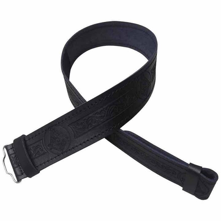 Kilts Boutique - Wholesale Belt - Men's - Scottish Black Leather Kilt Belt – Celtic/Thistle/Masonic3